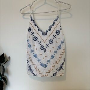 Mi Ami White Bohemian Embroidered Sleeveless Cami Top Size S